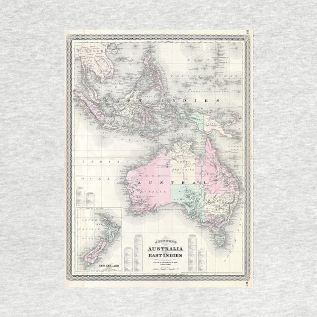 Vintage Australia & Southeastern Asia Map (1870) by Bravuramedia